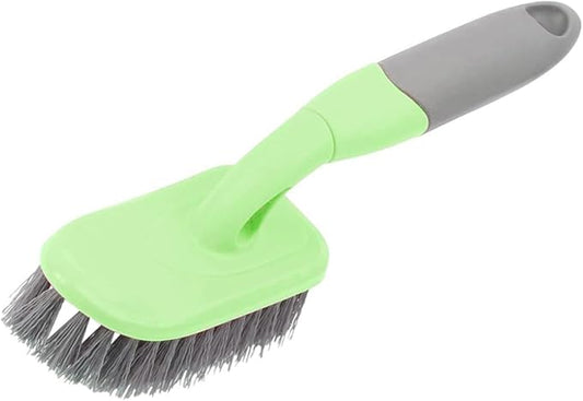 Cabilock Floor Scrub Brush with Long Handle, Hard Bristle Tile and Bathtub Cleaner for Deep Bathroom, Kitchen, and Carpet Cleaning, Yellow Plastic Shower and Toilet Scrubber