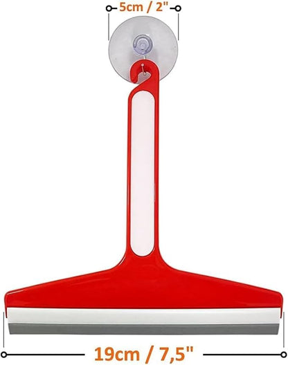 Shower Squeegee for Glass Doors, Sticking Hook, Cleaner for Bathroom, Multi-Purpose Rubber Squeegee for Shower, Glass Window Wiper, Car Windshield, Mirror, Kitchen Sink,7.5,inch, 3 Color (Set of3)