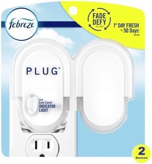 F'ebreze Plug In Air Freshener Fade Defy Plugs, Scented Oil Warmer Device, 8 fl oz, 2 Count