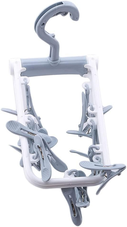 ZACI 2 Pack Clothes Drying Rack,12 Clips Laundry Drying Rack Folding Sock and Underwear Plastics Hanger
