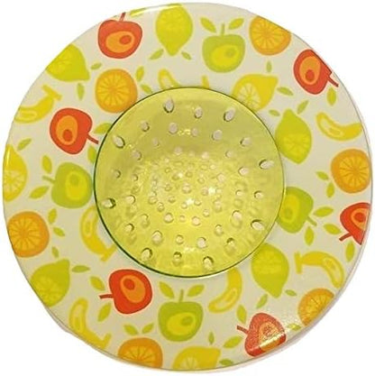 Handy Housewares 5.25" Diameter Decorative Designer Pattern Kitchen Sink Strainer/Food Trap (Single Pack, Green Fruit)
