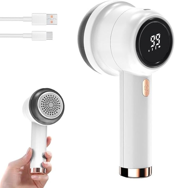Rechargeable Fabric Shaver Electric Lint Remover with LED Display & Large Capacity Container 3-Settings Control Shaver Easy-to-Grip Handle High-End Color Matching