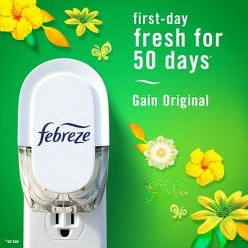 F"ebreze Plug In Air Freshener Kit with G'ain Original Scent, Fade Defy Warmer with 1 Refill, 0.87 fl oz, Odor-Fighting Oil (pack of 1)