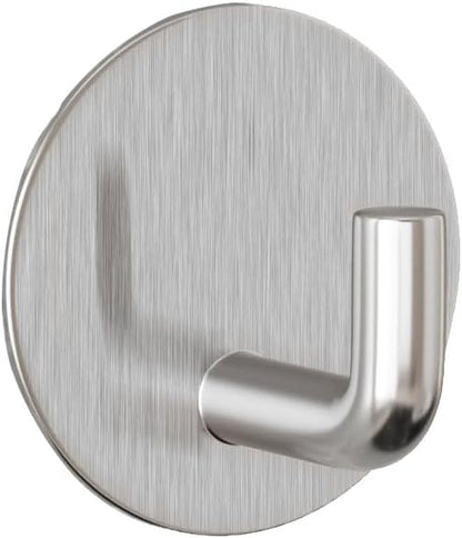 8 Pack Silver Adhesive Wall Hooks, Towel Hooks for Bathrooms, Sticky Hooks for Hanging, Stick on Wall Mount for Bathroom Kitchen Bedroom No Drill