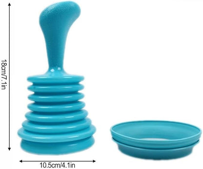 Kitchen Sink Drain Plunger, PP Bellows Air Pressure Tool for Toilet Bowl Unclogging, High Power Squeeze Cleaner for Bathroom Shower Clog Removal, Bathtub Drain Hair Remover(Blue)