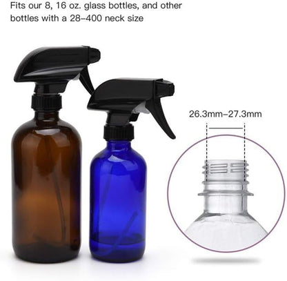 Black Spray Bottle Replacement Nozzle Sprayer Head，Mist Stream Sprayer for 8oz/16oz Glass Spray Bottles for Home, Kitchen, Garden and Office Refillable Containers,Lab Bottles and Jars，Spray Bottles