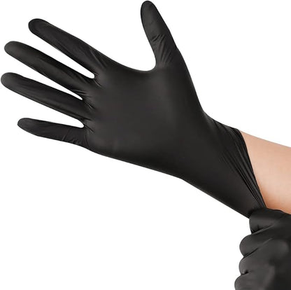 Black Disposable Nitrile Latex & Powder Free 6-Mil Gloves 100 Count, Textured, Mechanic Wearing, Cleaning, Food Black X-Large