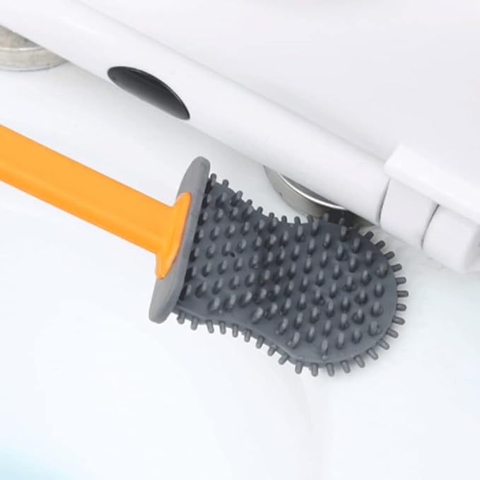 Soft Seashell Shape Toilet Brush with Silicone Bristles Toilet Brush and Holder Creative Toilet Bowl Brush Luxury Bathroom Set Reusable, Green
