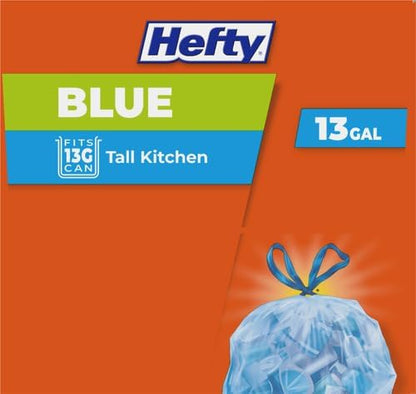 Hefty Blue Trash Bags,Blue,13 Gallon,60 Count (Pack of 6)