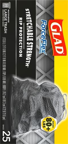 Glad ForceFlex Heavy Duty Large Trash Bags, Hold 80+ lb, 30 Gal, 25 Ct (Package May Vary) (Pack of 2)