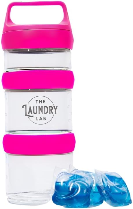 Bottle: Laundry Detergent Bottle – Refillable, Leakproof, Portable, Compact for Apartments, Dorms & Laundromats | College Laundry Essentials | Small-Space Organizer (Magenta)