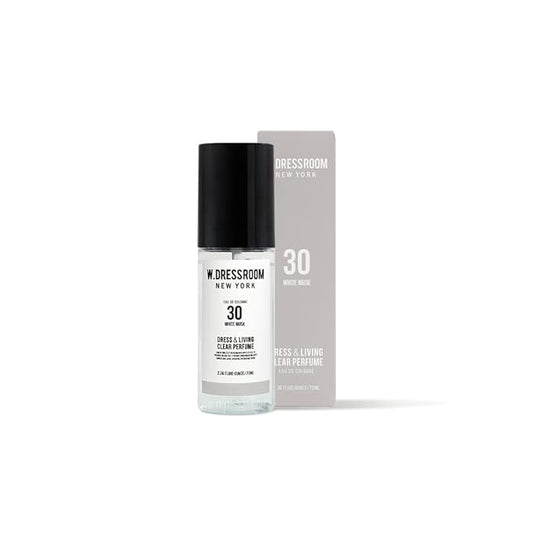 W.Dressroom No.30 White Musk Dress & Living Clear Perfume (2.36 oz) – Fresh Scent for Clothes, Fabrics, Carpets & Rooms, Natural Odor Eliminator, Eco-Friendly, Water-Based