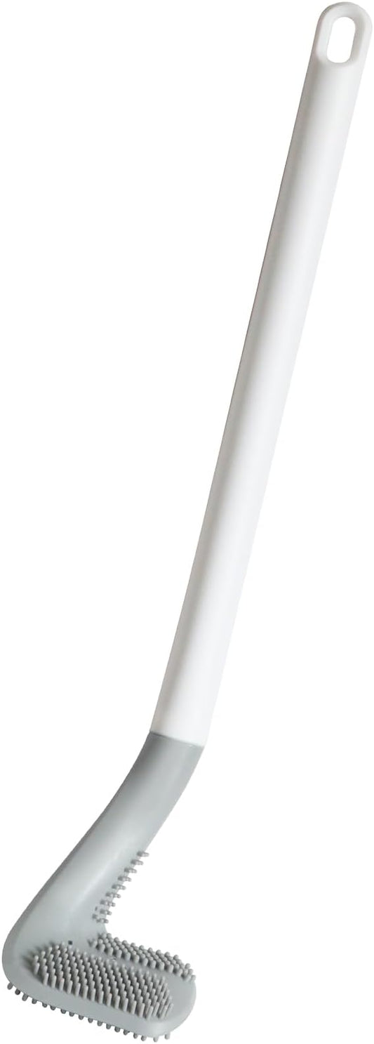Golf Toilets Brushes, Toilet Cleaning Brush, Flexible Bendable Silicone Long Handled Toilet Brushes, 360°Deep Toilets Bowl Cleaning Brush,Quick Drying Scrubber for Bathroom with Hook (White)