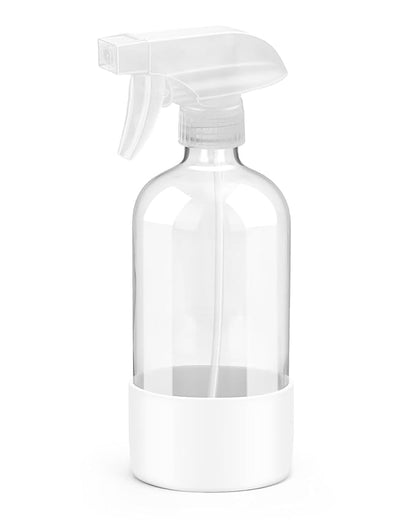 Rionisor Glass Spray Bottles with Silicone Sleeve Protection, Empty 16OZ Reusable Spray Bottles, Refillable Containers with Spray Nozzles for Cleaning Solutions, Plants and Essential Oils 1 Pack White