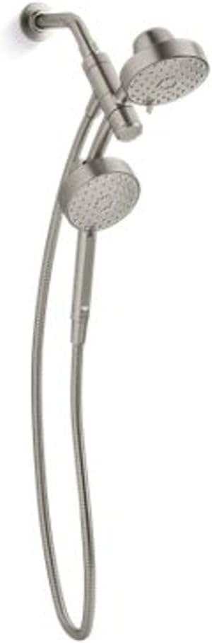 KOHLER 23218-BN Awaken 2-in-1 Multifunction Shower Combo Kit, Rotating Showerhead and Handshower Set, 2.5 GPM, Vibrant Brushed Nickel