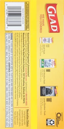Glad ForceFlex Trash Bags 13 Gallon Gain Lemon Zest | Tall Kitchen | Drawstring | Dual Layer Protection | 40 Count, Pack of 6