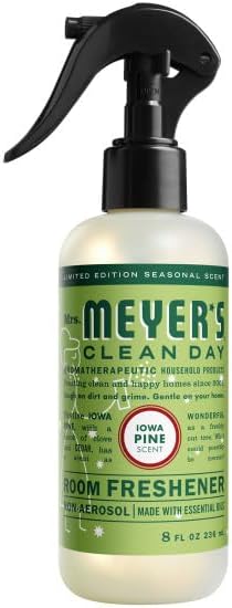 Mrs. MEYER'S CLEAN DAY Room Freshener 4 Pack Variety Pack, Iowa Pine, Peppermint, Gingerbread, Snowdrop, 8 Fl Oz Each, 1 CT