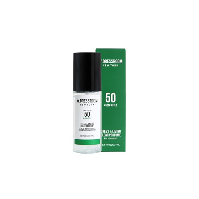 W.Dressroom No.50 Green Apple Living Clear Perfume, Body Mist & Fabric Spray Deodorizer, Alcohol-Free Water-Based, Odor Neutralizer for Clothes, Bedding & Room, Travel Size 2.36 oz