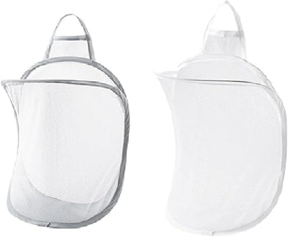 Foldable Storage Laundry Basket Organizer Dirty Clothes Mesh Bag Wall-Mounted Bathroom Clothes Hanging Baskets Bucket