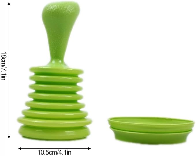Kitchen Sink Drain Plunger, PP Bellows Air Pressure Tool for Toilet Bowl Unclogging, High Power Squeeze Cleaner for Bathroom Shower Clog Removal, Bathtub Drain Hair Remover(Green)