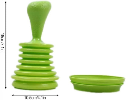 Kitchen Sink Drain Plunger, PP Bellows Air Pressure Tool for Toilet Bowl Unclogging, High Power Squeeze Cleaner for Bathroom Shower Clog Removal, Bathtub Drain Hair Remover(Green)