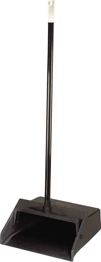 Carlisle FoodService Products Duo-Pan Upright Dust Pan with Serrated Yoke for Home, Restaurants, Kitchen, Lobby, And Office, Plastic, 30 Inches, Black