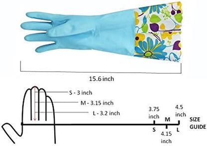 Household Gloves Latex-Free, 15" Long Cuff, Soft Lining, Adjustable Strap, Multi-Layer Protection, Flexible, Comfortable, Chemical-Resistant, Reusable for Cleaning, Dishwashing, 4 Pair Medium