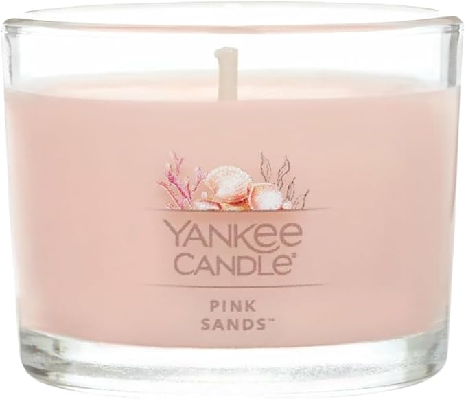 Yankee Candle Mini Jar Scented Candle, Small Single Wick Candle for Home Fragrance, Long Lasting Burn, Pink Sands (Pack of 6)