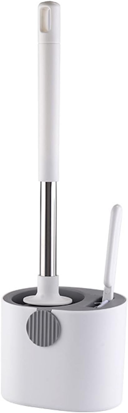 Silicone Toilet Brush and Holder Set, Deep Cleaning Floor Standing & Wall Mounted Toilet Bowl Brush for Bathroom, Toilet Brush Flexible Bristles, Compact Size for Storage and Organization (Gray)