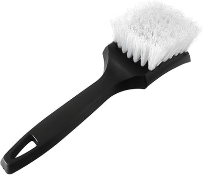 Car Carpet Cleaning Brush, Stiff Bristles Vehicle Wheel Hub Rims Wash Brush with Short Handle, Automotive Detailing Tire Cleaner, Universal for SUV Automobile Truck (White)