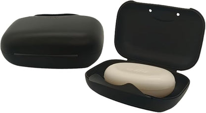 Travel Soap Holder Bar Soap Dish Shower Soap Saver Case Container Box for Bathroom Camping Gym Vonpri (Black Without Bag)