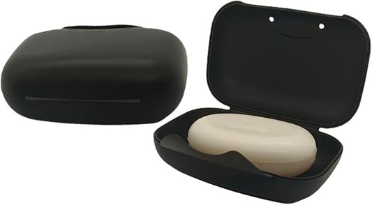 Travel Soap Holder Bar Soap Dish Shower Soap Saver Case Container Box for Bathroom Camping Gym Vonpri (Black Without Bag)