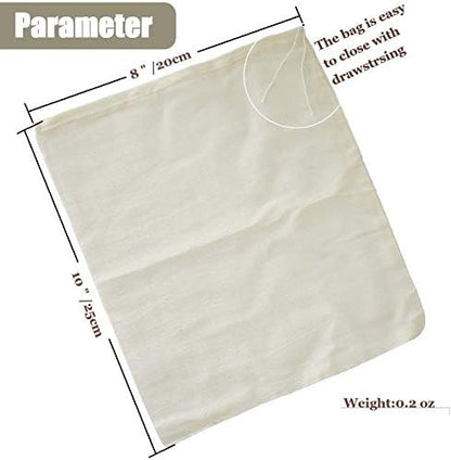 Cheesecloth Bags for Straining,Reusable Cold Brew Coffee Cheese Cloths Strainer,Large Nut Milk Tea Juice Bag,100% Natural Cotton Fine Mesh Filter Bags (Small, 8 Pack)