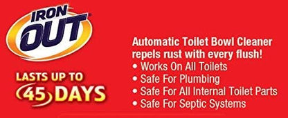 Iron OUT Automatic Bowl Repel Rust and Hard Water Stains with Every Flush, Household Toilet Cleaner