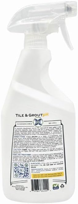 Tile & Grout pH – Eco-Friendly Acidic Tile & Grout Cleaner (pH 4) – Removes Hard Water, Soap Scum & Grime – No VOCs, Biodegradable, 25 fl oz