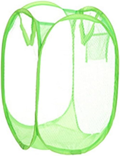 Luxshiny Collapsible Fine Mesh Laundry Hamper Nylon Dirty Clothes Basket with Handles for Bathroom Bedroom Dorm Storage Organizer Safe Design Random Color Random Color