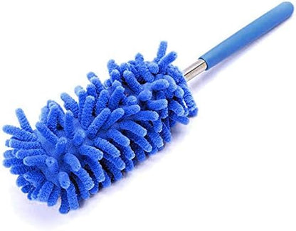 Microfiber Mini Duster Cleaning Brush Dust Cleaner Hand Duster Extendable Handle Soft Fans for Indoor Home Ceiling Cleaning (Blue)