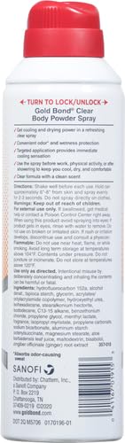 Gold Bond No Mess Clear Invisible Body Powder Spray, 7 oz., Absorbs Odor-Causing Sweat (Pack of 2)