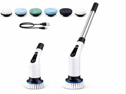 Electric Spin Scrubber, Cordless Cleaning Brush Scrubber for Home, 6 Replaceable Brush Heads-90Mins Work Time, 2 Speeds for Bathroom Shower Bathtub Glass Car