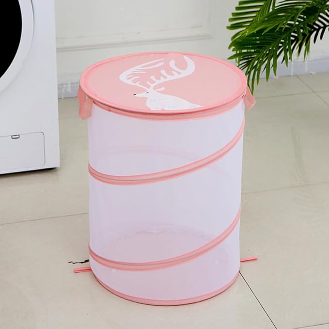 Ciieeo Foldable Laundry Hamper Multi-use Clothes Storage Organizer for Toys Supplies Pet Items Space-saving Net Basket Lightweight Portable Design for Bedroom Bathroom Storage