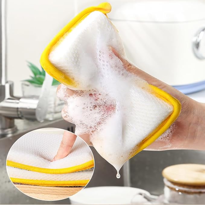 5PCS Multipurpose Dishwashing Rags, 2024 New Double Sided Sponge Kitchen Dishcloth, Multi-Purpose Absorbent Sponge Dishwashing Rags for Washing Dishes Cleaning Kitchen(3.94 * 5.91inch)