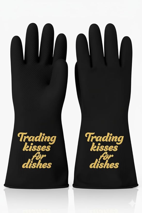 We Glove It™ Chic Black Dishwashing Gloves – Stylish, Reusable & Fun Gift with Flirty Sayings for Kitchen Cleaning