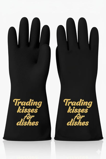 We Glove It™ Chic Black Dishwashing Gloves – Stylish, Reusable & Fun Gift with Flirty Sayings for Kitchen Cleaning