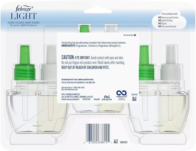 Febreze Plug with Fade Defy Technology Air Freshener - New Limited Edition - (3) of 0.87 fl oz Refills (Bamboo Bambou)