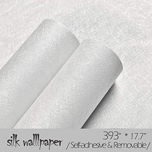Cohoo Home Silk White Wallpaper Peel and Stick Contact Paper White Textured Contact Paper for Cabinets Self Adhesive Removable Wallpaper for Bedroom Wall Sticky Waterproof Shelf Liner 15.7inW 118inL