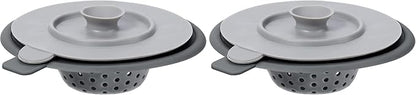 OGGI Silicone Sink Strainer & Stopper Set- Great Kitchen Sink Strainer, Silicone Drain Stopper, Sink Drain Strainer, Sink Plug 4.6˝ Diameter Rim, Gray (Pack of 2)