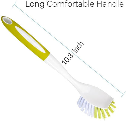 Dish Brush with Handle, Stiff Bristles Dish Scrubber for Pots, Pans & Sink Cleaning, 5 Pack