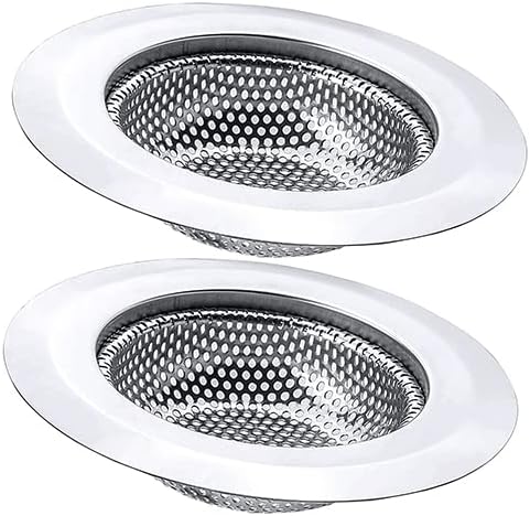 2 PCS Kitchen Sink Drain Strainer 4.5" Diameter - Stainless Steel Kitchen Sink Basket Strainer, Large Wide Rim 4.5" Diameter - Fits Most American Kitchen Sinks