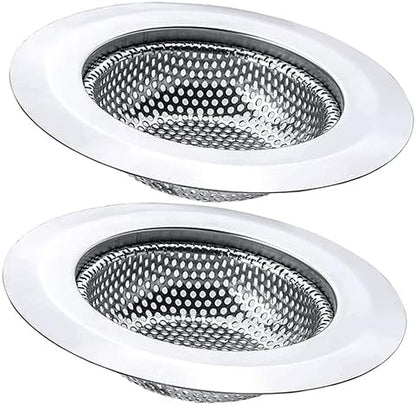 2 PCS Kitchen Sink Drain Strainer 4.5" Diameter - Stainless Steel Kitchen Sink Basket Strainer, Large Wide Rim 4.5" Diameter - Fits Most American Kitchen Sinks