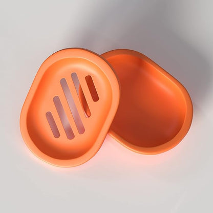 Topsky 2 Pcs Soap Dish Soap Holder with Drain for Shower, Double Layer Plastic Drainage Box for Bathroom - Orange
